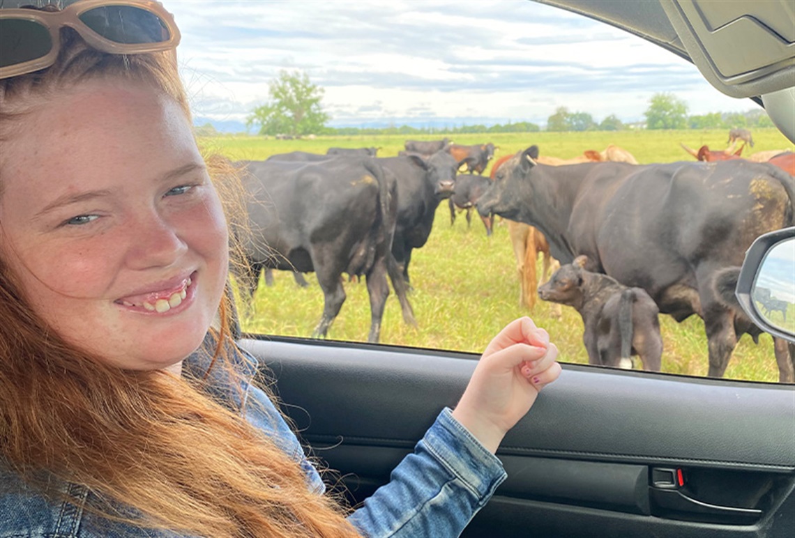 Jacob's favourite place to visit is the saleyards, where she watches the cattle sales.