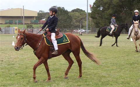 a young boy riding a horse