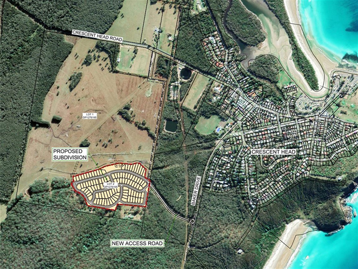 An aerial shot of the proposed subdivision for Crescent Head