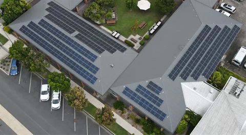 Solar panels on civic centre Council building