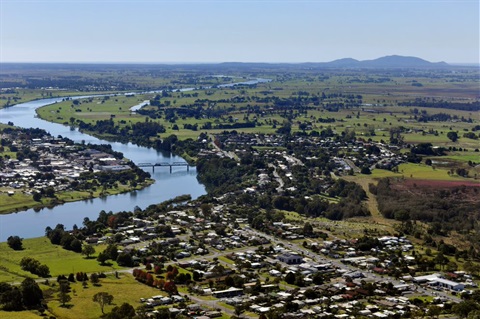 an aerial photo of kempsey