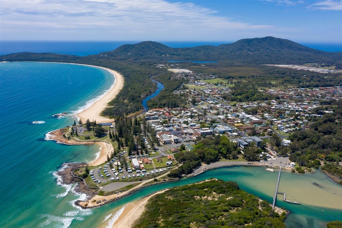 an aerial shot of south west rocks