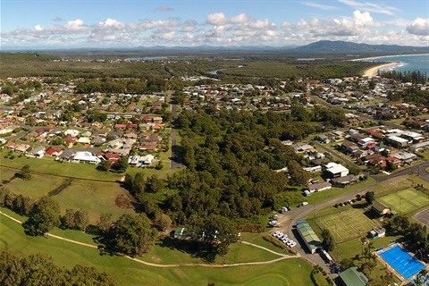 An aerial shot of South West Rocks