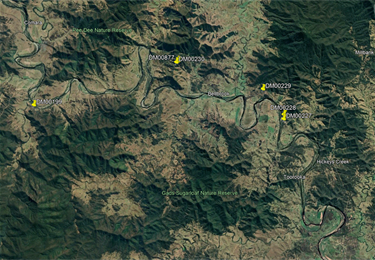 Locations of the Landslips on Armidale Road and Toose Road