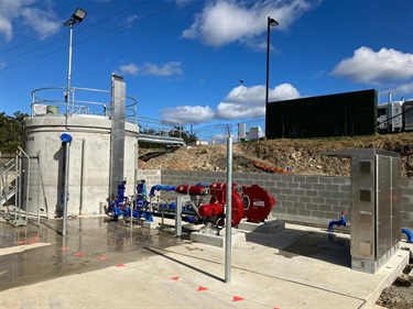 Sewer pump well, pumps