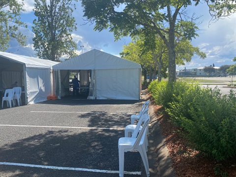 The drive-thru COVID testing clinic at Verge Street