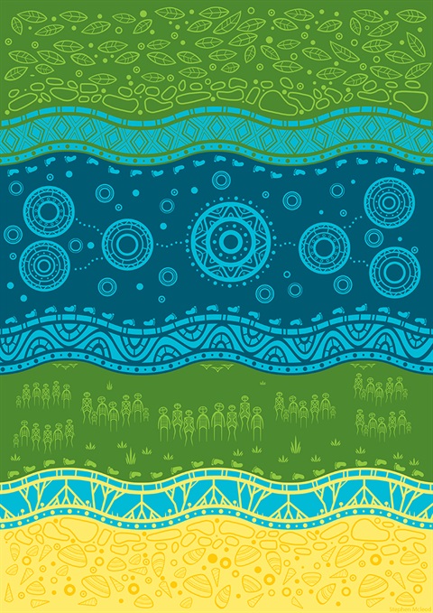 The official Reconciliation Action Plan artwork created by local Aboriginal artist Stephen McLeod
