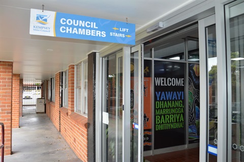 Council chambers sign