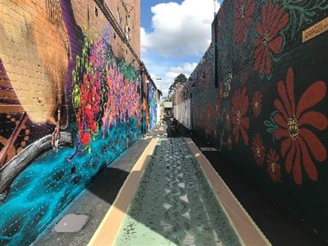 laneway with colourful murals