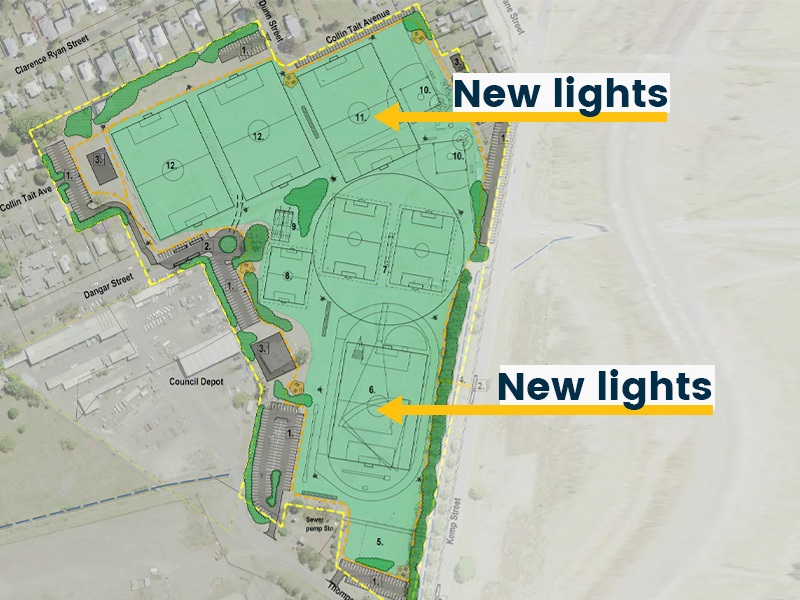 the areas of kemp street sports fields getting upgraded lighting