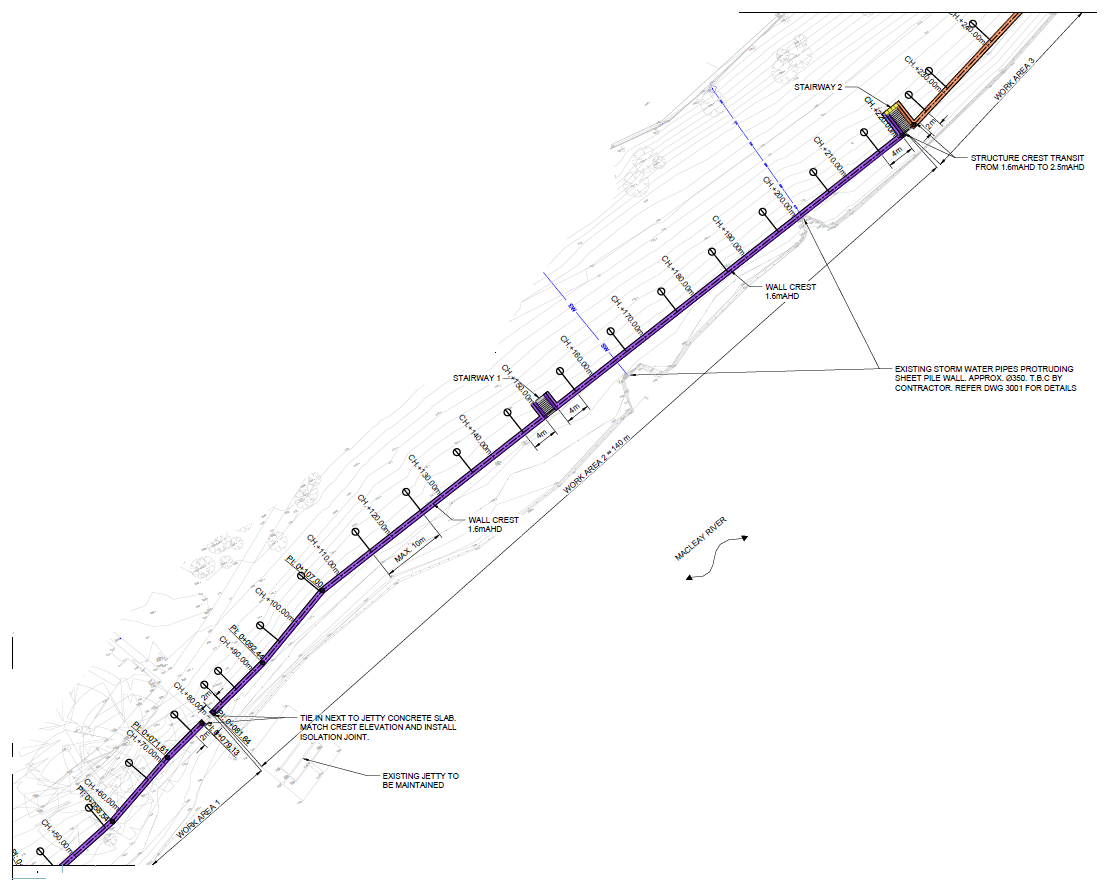 Riverside sheet pile wall design
